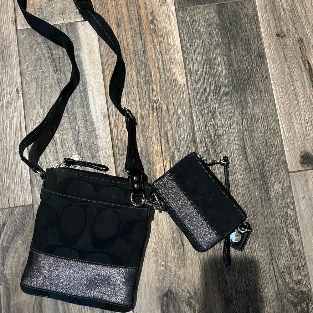 Coach Black and Silver Crossbody Bag Set